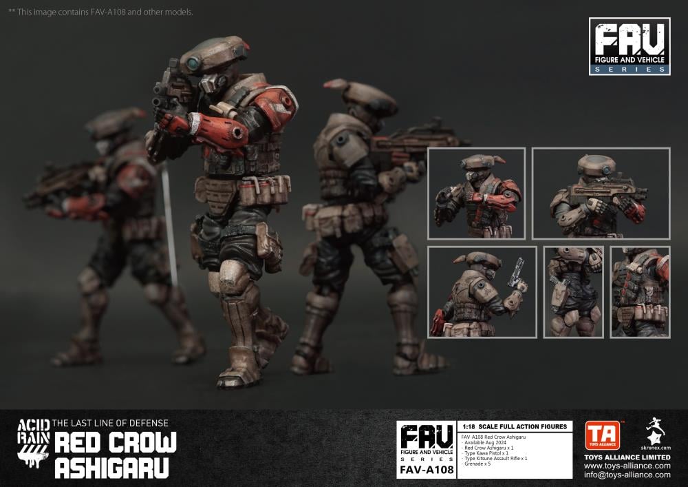 The Red Crow Ashigaru is affiliated to the Red Crow Squadron, which used to be an air force unit from the Kaiho Defense Unit. After Operation Shadow Den, the unit was reformed into the Yamato Special Assault Unit, responsible for handling terrorist attacks. The Red Crow Squadron is deployed exclusively by the Cabinet, and with the consent of a second nation, it may undertake counter-terrorism missions abroad.