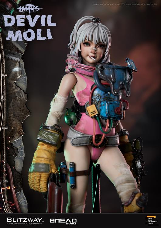 'BLITZWAY is thrilled to share the official launch of the 5th character of BHEADworks’ original figures, ‘Devil Moli’ from ‘HUNTERS: Day After WWIII.’ BHEADworks (Artist Yeon-gyun, Jung) has been loved for its original character design based on the dystopian worldview. The fifth heroine, Devil Moli, is a combat girl who decorates her cute visual like a scary gatekeeper and sensibly notices when an enemy approaches and sends a cue sign with a whistle.