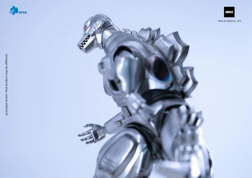 The ultimate anti-Kaiju weapon has arrived! Mechagodzilla from Godzilla vs. Mechagodzilla (1993) joins the Hiya Exquisite Basic series, faithfully capturing its on-screen design with intricate metallic gold paint and screen-accurate details.
Standing 8.2" tall, this articulated figure features multiple joints for dynamic posing. Accessories include a pair of replacement hands and two G-Crusher units, perfect for recreating iconic battle scenes.