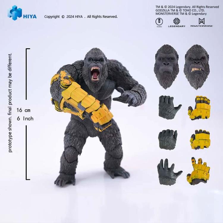 From Godzilla x Kong: The New Empire, Hiya Toys introduces the B.E.A.S.T. Glove Version of Kong, capturing the awe-inspiring presence of the great ape as he confronts a formidable new threat.
Standing at 6.2" tall, this highly detailed figure is crafted using original CG data, with multi-layered paint applications that bring his rugged fur, fierce eyes, and battle-worn chest to life. The B.E.A.S.T. Glove itself features a distressed, multi-layered finish, adding to its power and authenticity.