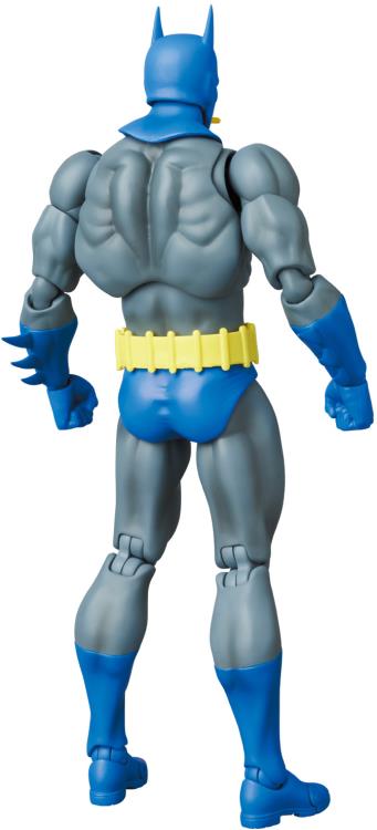 Based on the Batman: Knightfall storyline from DC Comics, this MAFEX Batman action figure is highly articulated with several features and accessories. Batman features a poseable wired fabric cape and 3 head portraits. Bane figure sold separately