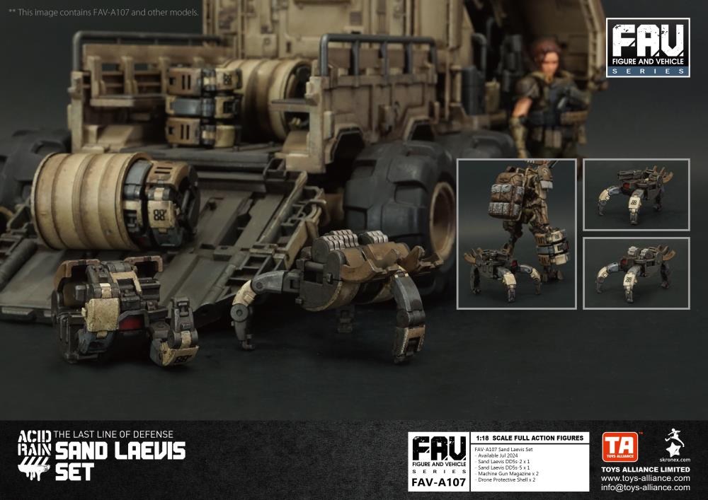 The Sand Laevis DD5s is a transformable drone with the ability to switch between remote control or intelligent exploration modes, and has both compact and expanded forms. In compact form, it has the ability to travel speedily by rolling in a barrel shape and can cover mines or traps on the road, thereby opening up a safe route for the convoy.
