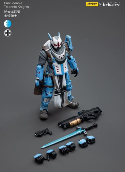 The Joy Toy Infinity Corvus Belli PanOceania Teutonic Knights set is perfect for collectors and fans of the Infinity universe, as well as those who appreciate high-quality action figures. With the impressive level of detail and articulation, these action figures are must-haves for any serious collector or fan.