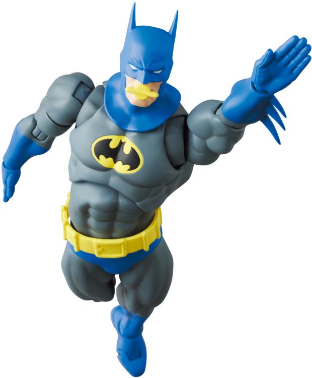 Based on the Batman: Knightfall storyline from DC Comics, this MAFEX Batman action figure is highly articulated with several features and accessories. Batman features a poseable wired fabric cape and 3 head portraits. Bane figure sold separately