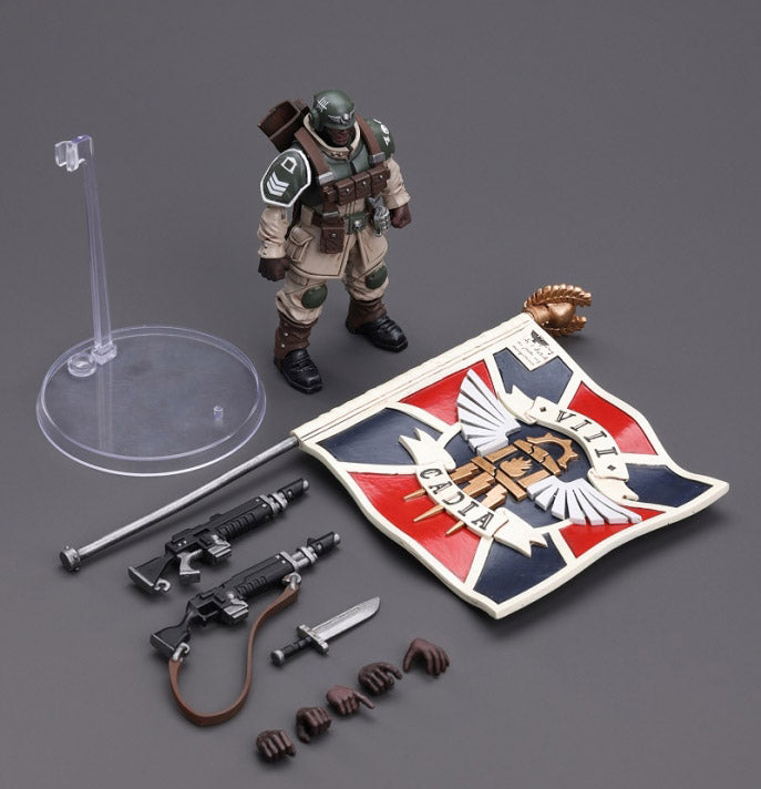 (Pre-order) Joy Toy Astra Militarum Cadian Command Squad Veteran with Regimental Standard