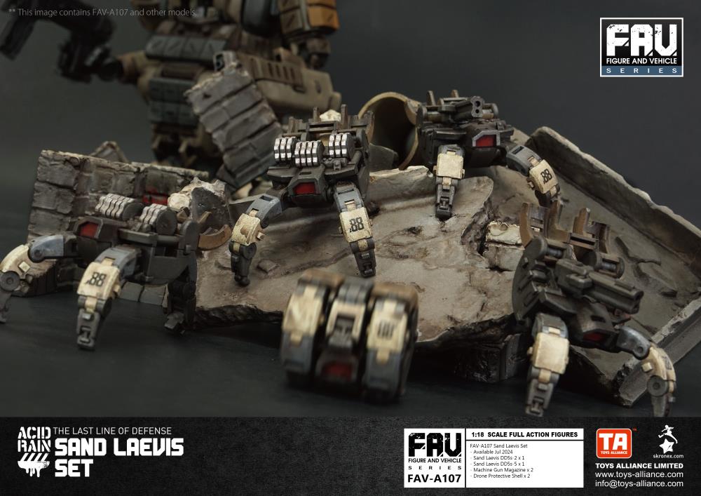 The Sand Laevis DD5s is a transformable drone with the ability to switch between remote control or intelligent exploration modes, and has both compact and expanded forms. In compact form, it has the ability to travel speedily by rolling in a barrel shape and can cover mines or traps on the road, thereby opening up a safe route for the convoy.