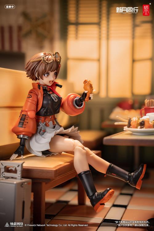 Based on the brand new mobile game, Crescent Moon Walker, Snail Shell three-dimensionalizes character choice Qianqiu for the first time! 
This highly detailed collectible figure comes with an array of interchangeable features to enhance your display experience. Included are four distinct facial expressions: an open-mouth face (pre-attached), a happy face, a scrappy face, and a serious face, all equipped with full eye movement. A new eyeball adjustment stick is also provided for easy control of the gaze ang