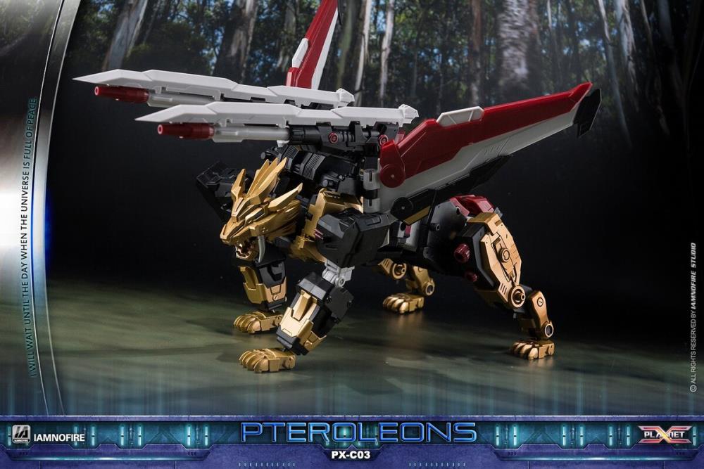 This transforming figure is ready for action! At over 10 inches tall, this figure has three forms: robot, lion and jet, which makes it an epic addition to any collection! Other robot figure shown not included (sold separately)