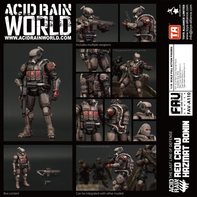 Within the notorious Yamato Gray Zone, known for its heavy acid rain contamination, nuclear fallout, and continuous volcanic eruptions - some of the worst pollution in the world - the Red Crow Hazmat Ronin remain faithful in their allegiance to the Cabinet and Republic. Their enemies include not only the terrorists raging in the hazard zones, but also bandits equipped with CBRN weapons.