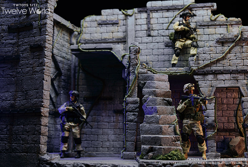 Take your figure display to the next level with this Abandoned Site platform. This base is presented in 1/12 scale and has been sculpted with fine detail and features beautiful paint applications. Figures pictured are not included. Underground Palace Dungeon TW2253A shown for reference and not included (sold separately).