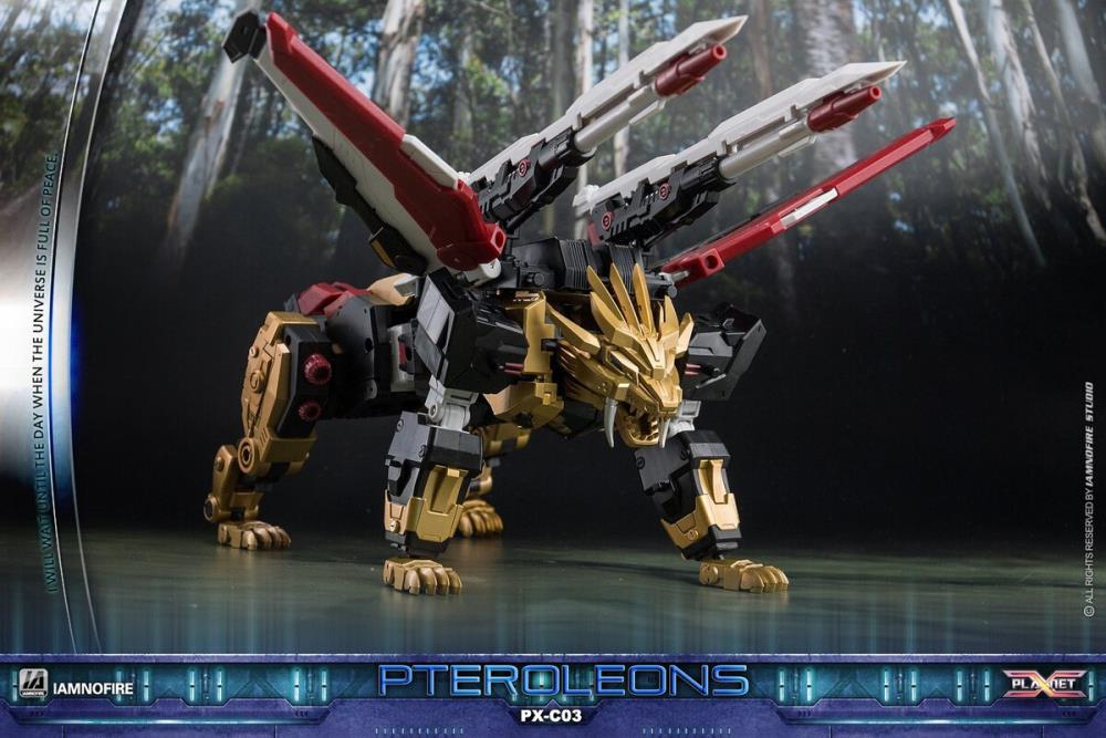 This transforming figure is ready for action! At over 10 inches tall, this figure has three forms: robot, lion and jet, which makes it an epic addition to any collection! Other robot figure shown not included (sold separately)