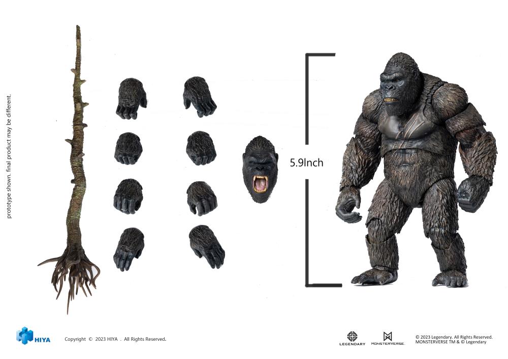 Embark on an expedition to an uncharted island and discover the domain of the colossal Kong with Hiya's Exquisite Basic series! From Kong: Skull Island (2017), the Exquisite Basic Kong stands just under 6" tall and faithfully replicates his appearance from the film. From Kong's intimidating gaze to the chest of battle scars, every detail is finely crafted, emphasizing the power of the mighty ruler of Skull Island.