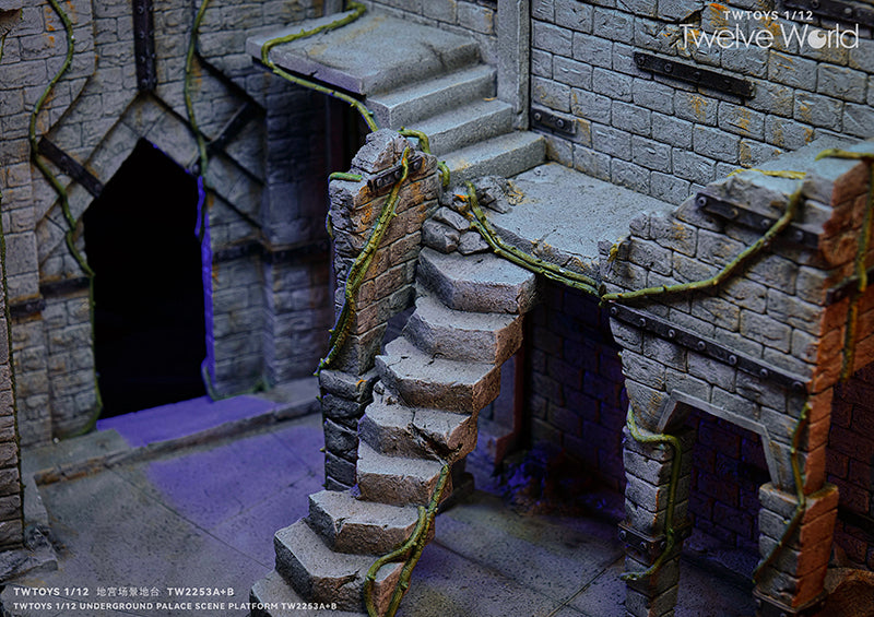 Take your figure display to the next level with this Abandoned Site platform. This base is presented in 1/12 scale and has been sculpted with fine detail and features beautiful paint applications. Figures pictured are not included. Underground Palace Dungeon TW2253B shown for reference and not included (sold separately).