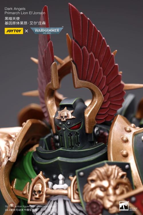 The Joy Toy Warhammer 40K Dark Angels Primarch Lion El‘Jonson action figure is a highly detailed collectible, perfect for fans of the Warhammer 40K universe. This figure captures the essence of the character’s formidable presence, making it a must-have for collectors and enthusiasts alike.