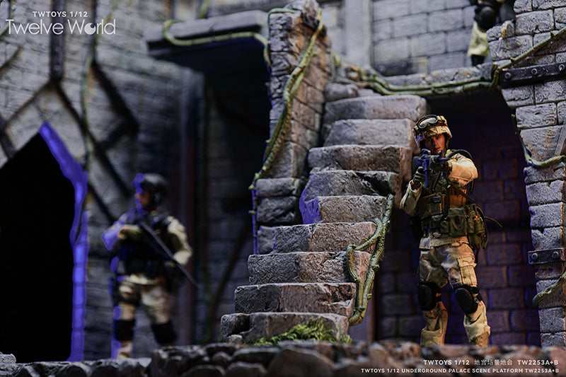 Take your figure display to the next level with this Abandoned Site platform. This base is presented in 1/12 scale and has been sculpted with fine detail and features beautiful paint applications. Figures pictured are not included. Underground Palace Dungeon TW2253B shown for reference and not included (sold separately).