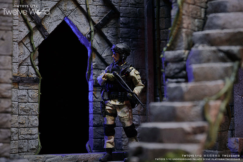 Take your figure display to the next level with this Abandoned Site platform. This base is presented in 1/12 scale and has been sculpted with fine detail and features beautiful paint applications. Figures pictured are not included. Underground Palace Dungeon TW2253B shown for reference and not included (sold separately).