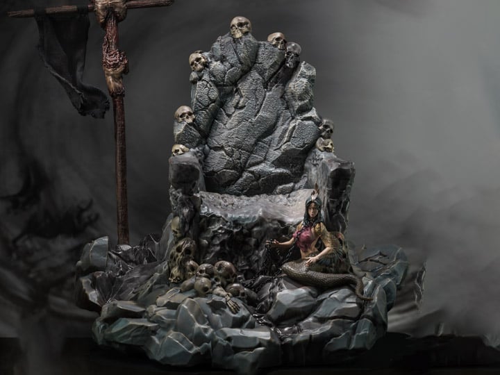Nottaa Collections are proud to introduce, for the first time, a statue-grade scenic component, the Bone Crown Lion Soul Throne. From the harrowing Bone Crown Throne to the Feathered Serpent Yao attendant of the Lion King, and the ominous Soul Capturing Battle Flag, each piece tells a story of the many ambitious souls who ventured here with dreams of grandeur, only to vanish without a trace, adding a layer of legend to the collection. Cyan Lion figure not included (sold separetely)
