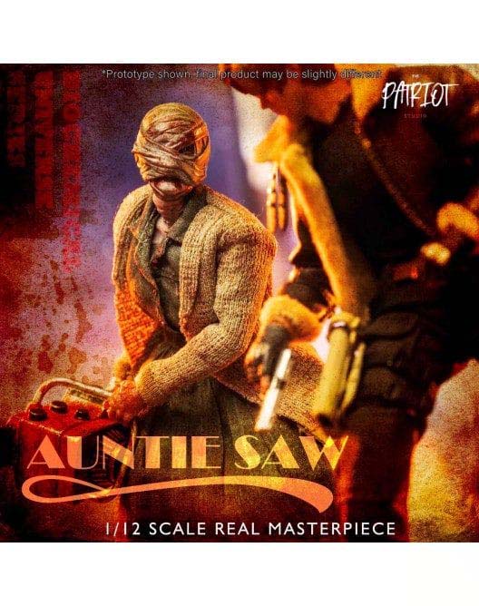 Patriot Studio Uncle Saw & Auntie Saw Extra Team 2 Pack Action 1/12 Scale Action Figure is a highly detailed collectible set perfect for fans of action figures. This 1/12 scale set provides incredible attention to detail and vibrant colors, bringing these characters to life.