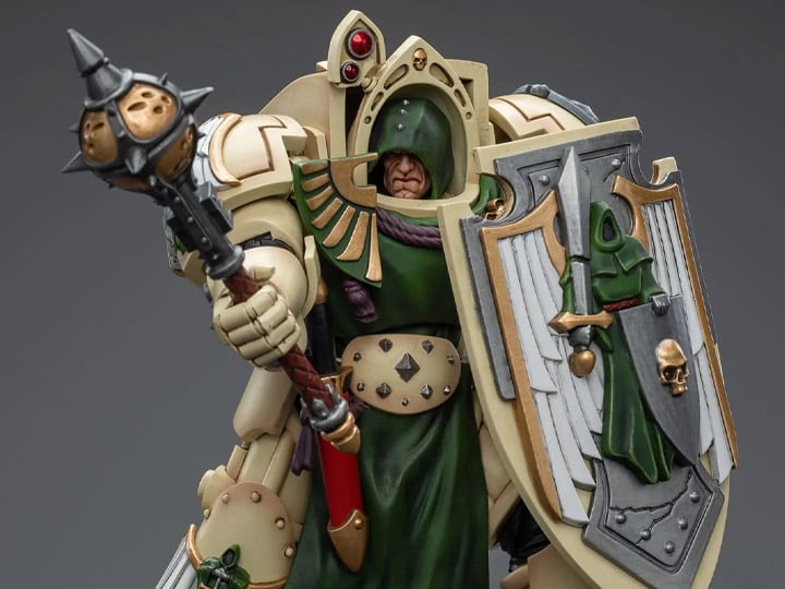 The JoyToy Warhammer 40K Dark Angels Deathwing Knight with Mace of Absolution action figure is an impressive and articulated collectible. A member of the Dark Angels Space Marine chapter, this Deathwing Knight is in his iconic power armor, equipped with a mace and storm shield. This action figure is a fantastic addition to the collection of any Warhammer 40K fan or for anyone who enjoys collecting fine figures with excellent detail.