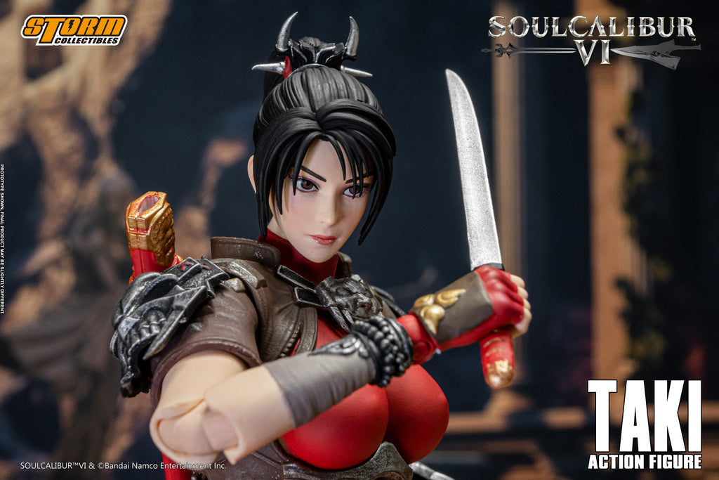 TAKI is a Japanese demon-hunting kunoichi and the greatest warrior of the Fu-Ma ninja clan, who is traveling the world on a quest to destroy the powerful swords knows as Soul Edge, the very weapon whose shared in infused on one of her blades, Mekki-Maru, and by proxy that drove her master Toki to madness. She will also stop at nothing in eliminating those who are connected to the cursed sword, good or evil otherwise, making her a neutral character with predominantly noble, but flawed intentions.