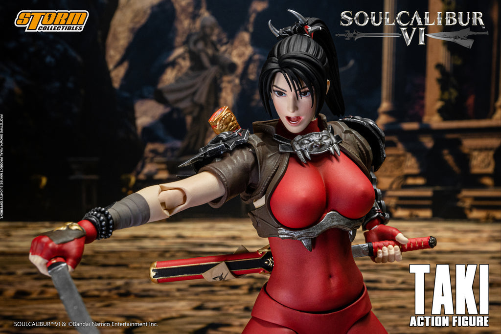 TAKI is a Japanese demon-hunting kunoichi and the greatest warrior of the Fu-Ma ninja clan, who is traveling the world on a quest to destroy the powerful swords knows as Soul Edge, the very weapon whose shared in infused on one of her blades, Mekki-Maru, and by proxy that drove her master Toki to madness. She will also stop at nothing in eliminating those who are connected to the cursed sword, good or evil otherwise, making her a neutral character with predominantly noble, but flawed intentions.