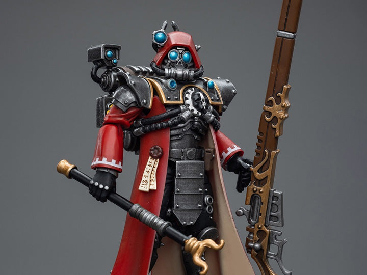 Joy Toy brings the Adeptus Mechanicus to life with this Warhammer 40K 1/18 scale figure! Keepers of the sacred tech knowledge that keeps the Imperium's war machines churning, the Adeptus Mechanicus zealously worship their Machine God or "Omnissiah". Regarding flesh as weakness, they replace their biological tissue with mechanical components until they are more machine than man.