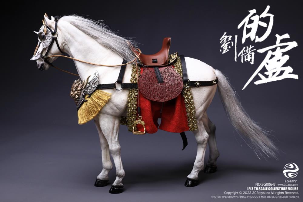 Crush the invading enemies as you defend your homeland with this Liu Bei Xuande figure by 303 Toys! Featuring multiple weapons and accessories, this 1/12 scale figure will be a perfect addition for any collector. Order yours today! The Battlefield Version of this figure includes a war banner and horse for your warrior to ride on.