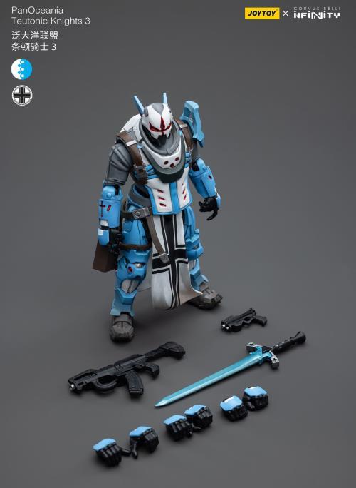 The Joy Toy Infinity Corvus Belli PanOceania Teutonic Knights set is perfect for collectors and fans of the Infinity universe, as well as those who appreciate high-quality action figures. With the impressive level of detail and articulation, these action figures are must-haves for any serious collector or fan.