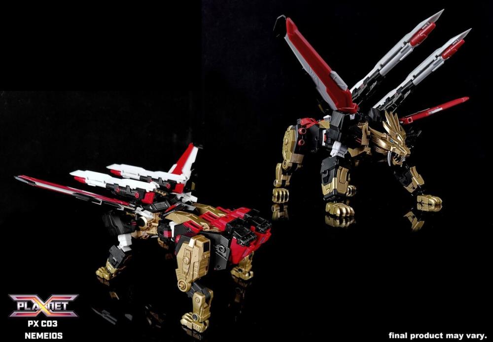 This transforming figure is ready for action! At over 10 inches tall, this figure has three forms: robot, lion and jet, which makes it an epic addition to any collection! Other robot figure shown not included (sold separately)