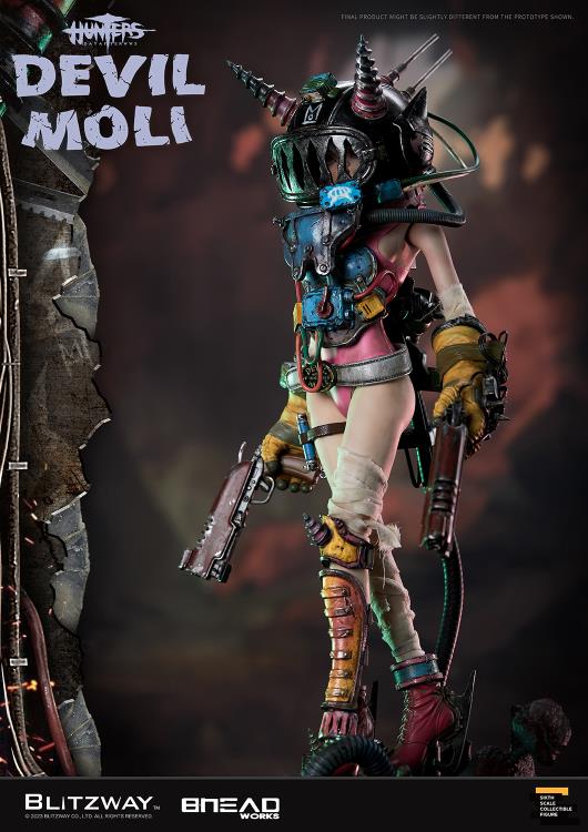'BLITZWAY is thrilled to share the official launch of the 5th character of BHEADworks’ original figures, ‘Devil Moli’ from ‘HUNTERS: Day After WWIII.’ BHEADworks (Artist Yeon-gyun, Jung) has been loved for its original character design based on the dystopian worldview. The fifth heroine, Devil Moli, is a combat girl who decorates her cute visual like a scary gatekeeper and sensibly notices when an enemy approaches and sends a cue sign with a whistle.