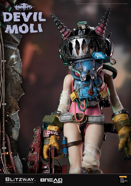 'BLITZWAY is thrilled to share the official launch of the 5th character of BHEADworks’ original figures, ‘Devil Moli’ from ‘HUNTERS: Day After WWIII.’ BHEADworks (Artist Yeon-gyun, Jung) has been loved for its original character design based on the dystopian worldview. The fifth heroine, Devil Moli, is a combat girl who decorates her cute visual like a scary gatekeeper and sensibly notices when an enemy approaches and sends a cue sign with a whistle.