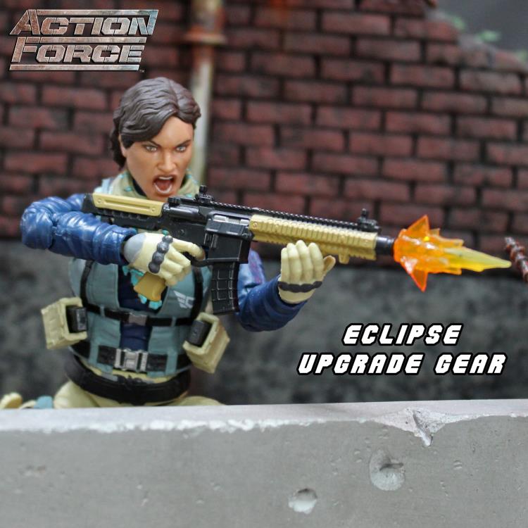 Upgrade your Eclipse Action Force figure with this Upgrade Gear Pack. The Eclipse Upgrade Gear Pack includes a new head sculpt and several pieces of weaponry. This upgrade pack fits all female Action Force figures. Eclipse action figure not included (sold separately)