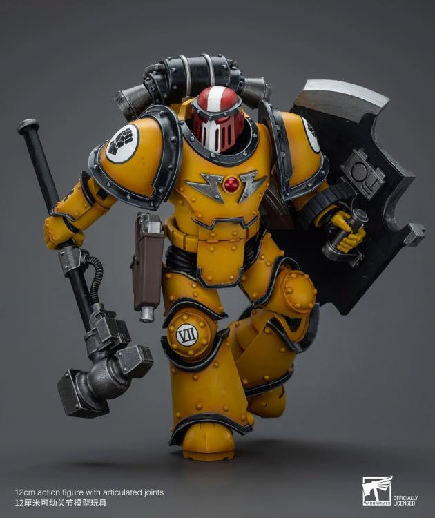 The Warhammer 40K Imperial Fists “The Horus Heresy” product line offers a compelling collection of figures capturing the essence of the Imperial Fists Space Marine Legion during the pivotal era of “The Horus Heresy.” Meticulously crafted and intricately detailed, these action figures showcase the iconic yellow and black color scheme of the Imperial Fists, symbolizing their stoic determination and unwavering loyalty to the Imperium of Man.