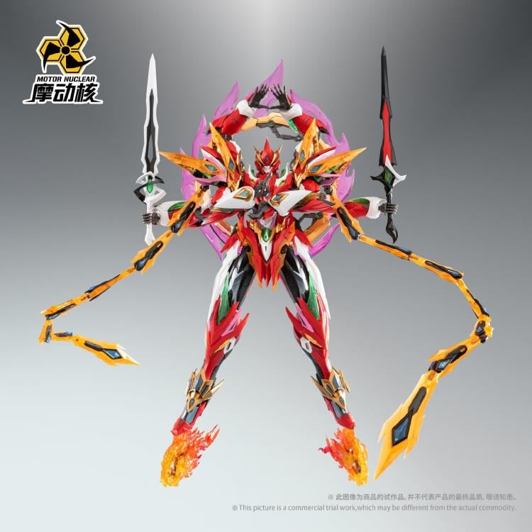 Motor Nuclear presents another beautiful and highly detailed model kit, featuring the MNP-XH04 Tian Ying Xing Nezha figure. This set comes equipped with multiple weapon accessories, including a Fire Spear, Ying-Yang Swords, Hot Wheels, as well as additional parts to recreate the six-arm mode.
