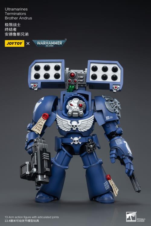 Joy Toy brings the Ultramarines to life with this Warhammer 40K 1/18 scale figure! Highly disciplined and courageous warriors, the Ultramarines have remained true to the teachings of their Primarch Roboute Guilliman for 10,000 standard years. Keeping watch over the Imperium, they personify the very spirit of the Adeptus Astartes. Each figure includes interchangeable hands and weapon accessories and stands between 4" and 6" tall.