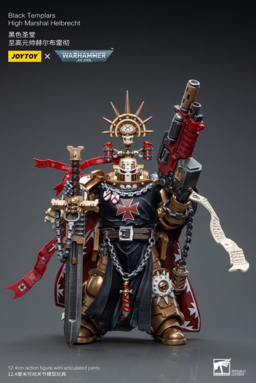 Joy Toy brings the Black Templars to life with this Warhammer 40K 1/18 scale figure! The Black Templars view the Emperor of Mankind as a literal god and have launched a crusade to enforce his reign. Converting entire worlds with the might of their massive battle fleet, their firepower is a match for any other Space Marine Chapter.