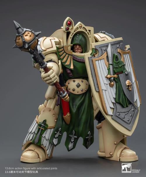 The JoyToy Warhammer 40K Dark Angels Deathwing Knight with Mace of Absolution action figure is an impressive and articulated collectible. A member of the Dark Angels Space Marine chapter, this Deathwing Knight is in his iconic power armor, equipped with a mace and storm shield. This action figure is a fantastic addition to the collection of any Warhammer 40K fan or for anyone who enjoys collecting fine figures with excellent detail.