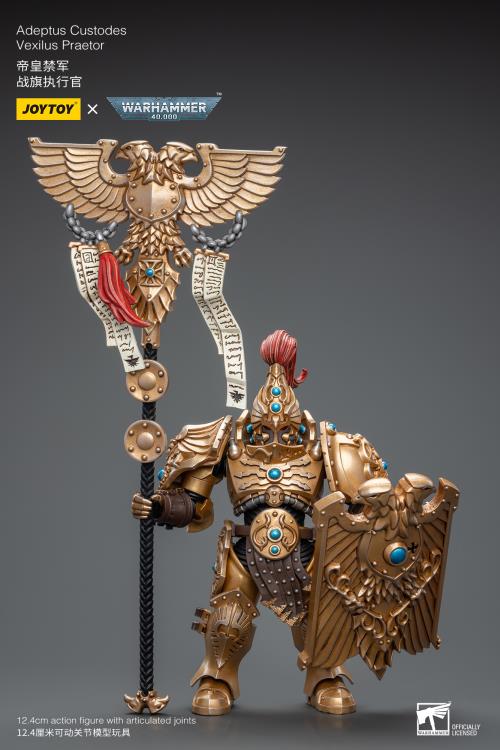 Joy Toy brings the Adeptus Custodes to life with this Warhammer 40K 1/18 scale figure! Clad in golden armor, the Adeptus Custodes chapter of the Space Marines are rumored to have been hand-crafted by the Emperor Himself. Tasked with protecting both the Imperial Palace and the physical body of the Emperor, these bastions of Imperial might are considered the deadliest warriors in the galaxy, human or otherwise.