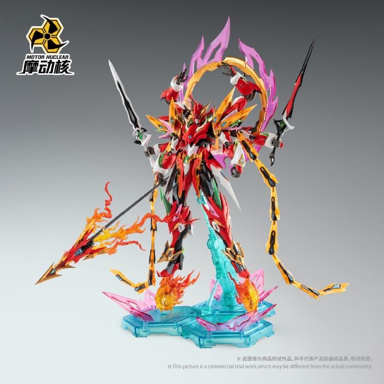 Motor Nuclear presents another beautiful and highly detailed model kit, featuring the MNP-XH04 Tian Ying Xing Nezha figure. This set comes equipped with multiple weapon accessories, including a Fire Spear, Ying-Yang Swords, Hot Wheels, as well as additional parts to recreate the six-arm mode.