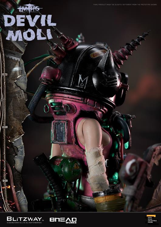 'BLITZWAY is thrilled to share the official launch of the 5th character of BHEADworks’ original figures, ‘Devil Moli’ from ‘HUNTERS: Day After WWIII.’ BHEADworks (Artist Yeon-gyun, Jung) has been loved for its original character design based on the dystopian worldview. The fifth heroine, Devil Moli, is a combat girl who decorates her cute visual like a scary gatekeeper and sensibly notices when an enemy approaches and sends a cue sign with a whistle.