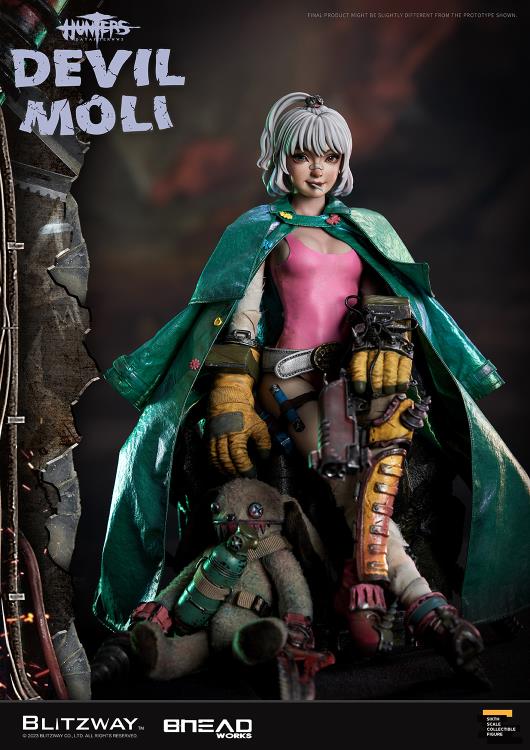 'BLITZWAY is thrilled to share the official launch of the 5th character of BHEADworks’ original figures, ‘Devil Moli’ from ‘HUNTERS: Day After WWIII.’ BHEADworks (Artist Yeon-gyun, Jung) has been loved for its original character design based on the dystopian worldview. The fifth heroine, Devil Moli, is a combat girl who decorates her cute visual like a scary gatekeeper and sensibly notices when an enemy approaches and sends a cue sign with a whistle.