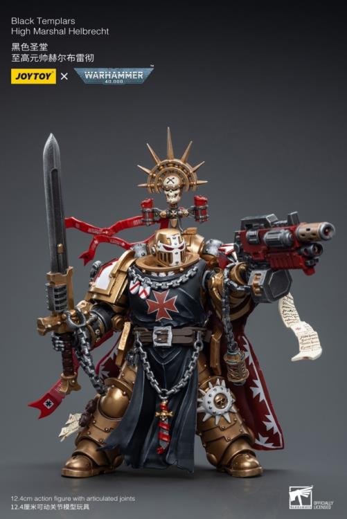 Joy Toy brings the Black Templars to life with this Warhammer 40K 1/18 scale figure! The Black Templars view the Emperor of Mankind as a literal god and have launched a crusade to enforce his reign. Converting entire worlds with the might of their massive battle fleet, their firepower is a match for any other Space Marine Chapter.