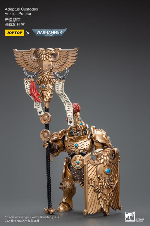Joy Toy brings the Adeptus Custodes to life with this Warhammer 40K 1/18 scale figure! Clad in golden armor, the Adeptus Custodes chapter of the Space Marines are rumored to have been hand-crafted by the Emperor Himself. Tasked with protecting both the Imperial Palace and the physical body of the Emperor, these bastions of Imperial might are considered the deadliest warriors in the galaxy, human or otherwise.