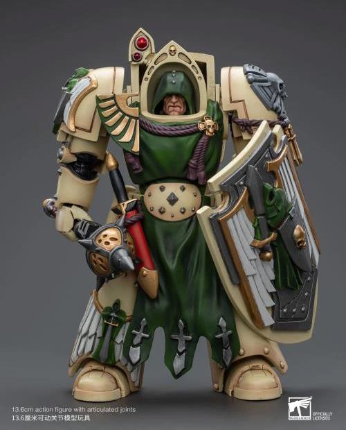 The JoyToy Warhammer 40K Dark Angels Deathwing Knight with Mace of Absolution action figure is an impressive and articulated collectible. A member of the Dark Angels Space Marine chapter, this Deathwing Knight is in his iconic power armor, equipped with a mace and storm shield. This action figure is a fantastic addition to the collection of any Warhammer 40K fan or for anyone who enjoys collecting fine figures with excellent detail.