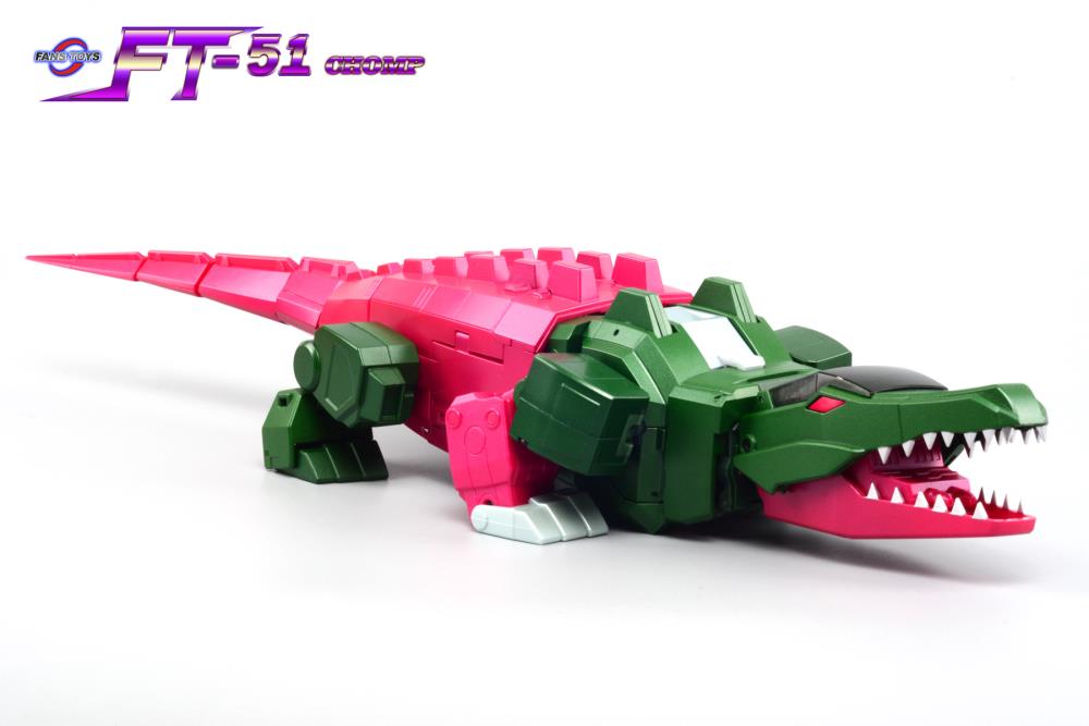 FT-51 Chomp is a transforming figure changing from a warrior robot to a crocodile.