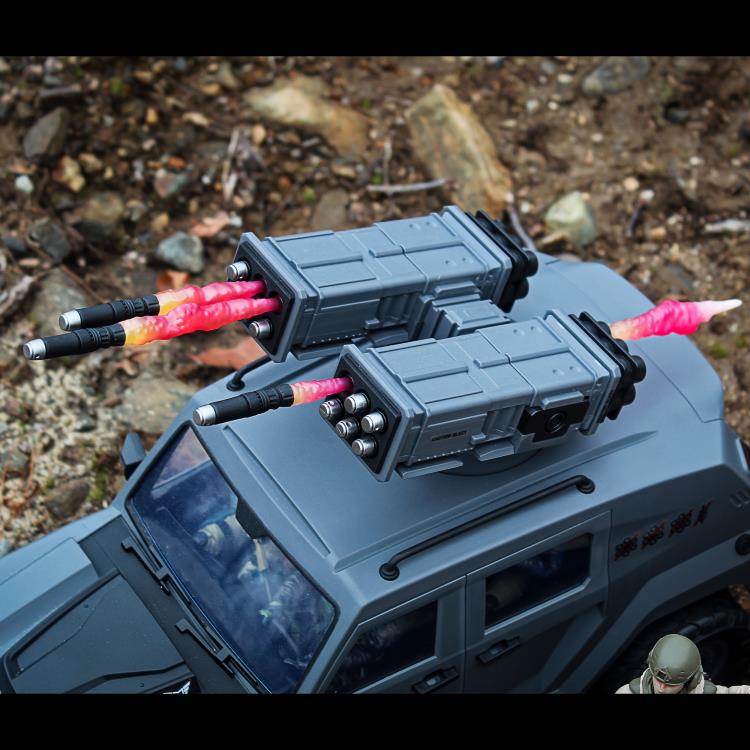 Upgrade the weaponry of your Action Force figures with this Vanguard Missile Launcher accessory set. This set can fit into the hatch of the Vanguard 1/12 scale vehicle and features 12 individual missiles, missile blast effects of different sizes, and a blast effect for the rear of the launcher.