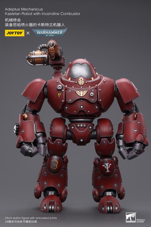 Introducing Joy Toy's Warhammer 40K Adeptus Mechanicus Kastelan Robot with Incendine Combustor! With this exquisitely crafted collectible, which features the recognizable Kastelan Robot with Incendine Combustor, you can fully immerse yourself in the historic battles of the Warhammer 40K universe.