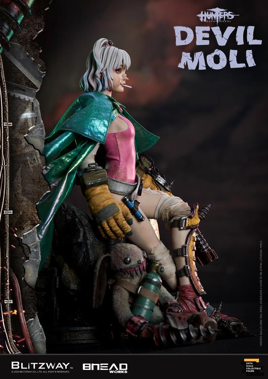 'BLITZWAY is thrilled to share the official launch of the 5th character of BHEADworks’ original figures, ‘Devil Moli’ from ‘HUNTERS: Day After WWIII.’ BHEADworks (Artist Yeon-gyun, Jung) has been loved for its original character design based on the dystopian worldview. The fifth heroine, Devil Moli, is a combat girl who decorates her cute visual like a scary gatekeeper and sensibly notices when an enemy approaches and sends a cue sign with a whistle.