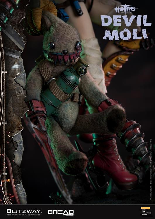 'BLITZWAY is thrilled to share the official launch of the 5th character of BHEADworks’ original figures, ‘Devil Moli’ from ‘HUNTERS: Day After WWIII.’ BHEADworks (Artist Yeon-gyun, Jung) has been loved for its original character design based on the dystopian worldview. The fifth heroine, Devil Moli, is a combat girl who decorates her cute visual like a scary gatekeeper and sensibly notices when an enemy approaches and sends a cue sign with a whistle.