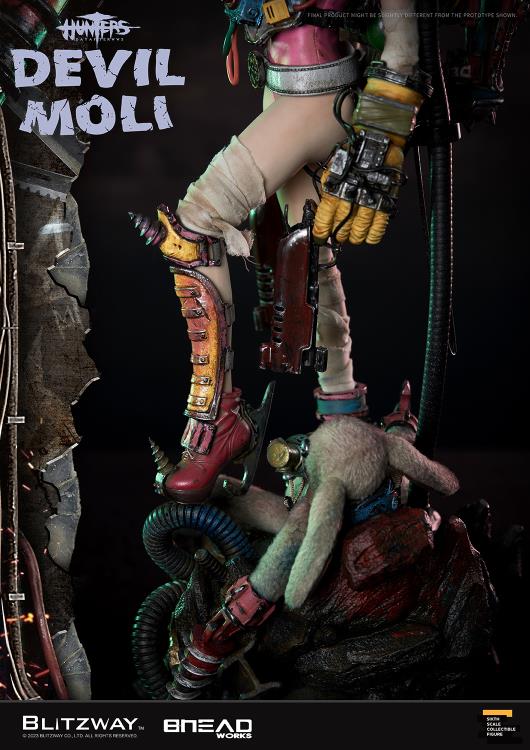 'BLITZWAY is thrilled to share the official launch of the 5th character of BHEADworks’ original figures, ‘Devil Moli’ from ‘HUNTERS: Day After WWIII.’ BHEADworks (Artist Yeon-gyun, Jung) has been loved for its original character design based on the dystopian worldview. The fifth heroine, Devil Moli, is a combat girl who decorates her cute visual like a scary gatekeeper and sensibly notices when an enemy approaches and sends a cue sign with a whistle.